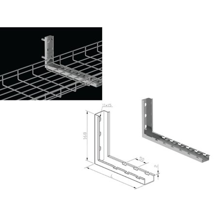 KABLE KONTROL L Type Wall Support Bracket - 4" Wide KK-LHNG-4-EZ